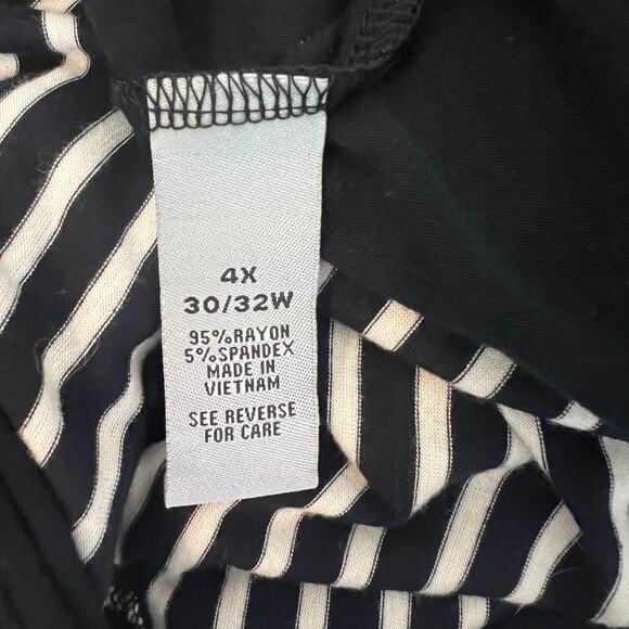 Catherines Womens Knit Tunic Size 4X Black White Striped 3Q Sleeves Scoop Neck - Picture 6 of 7